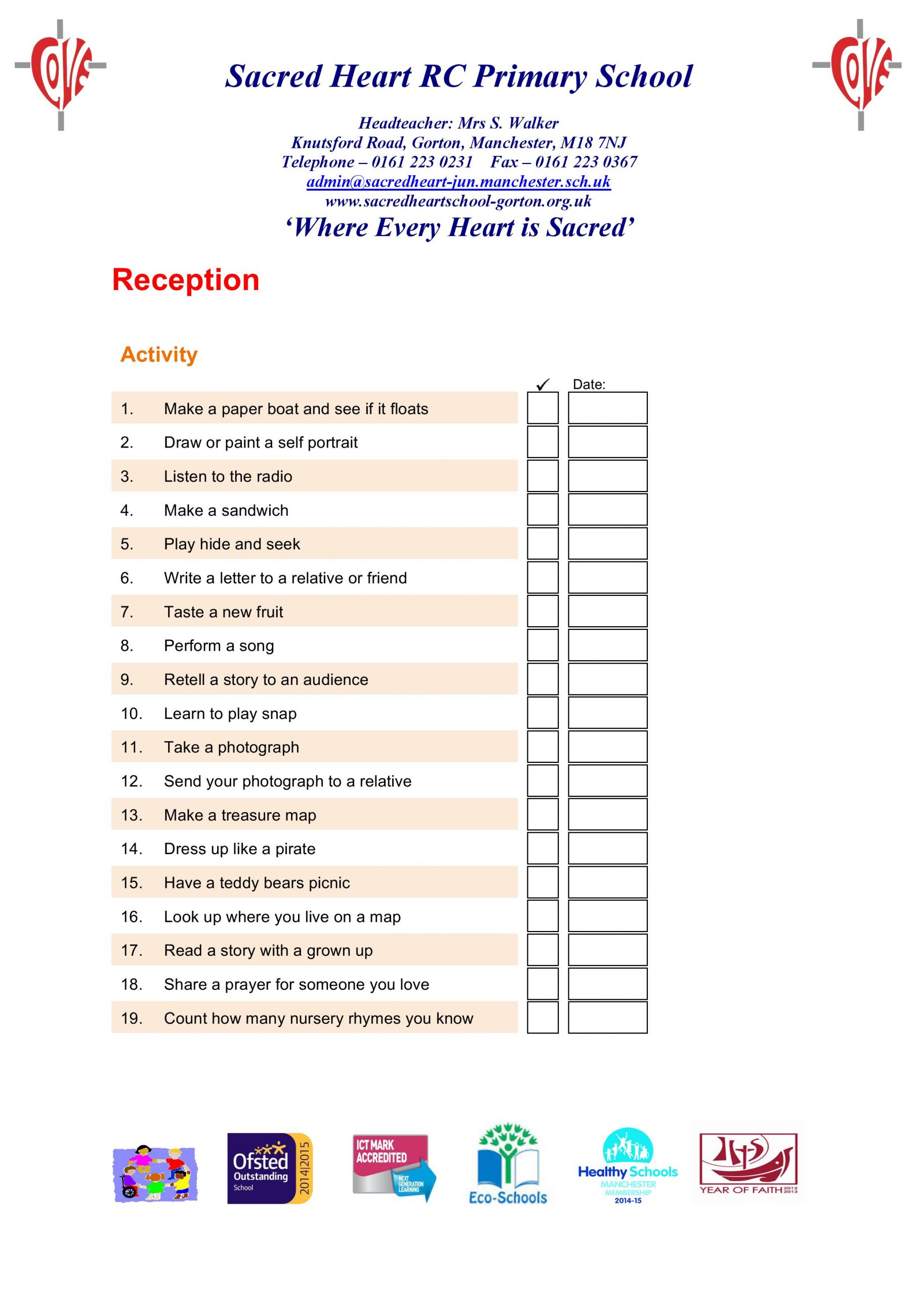 Reception Activity Passport